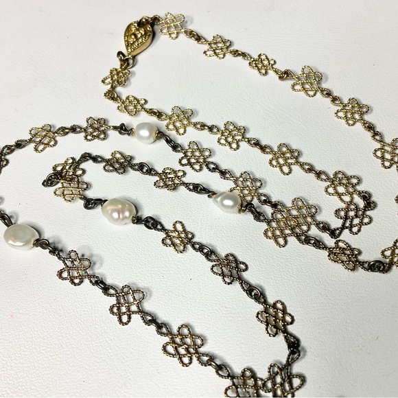 Vintage Sterling Pearl Chinese Export Necklace - Picture 4 of 9